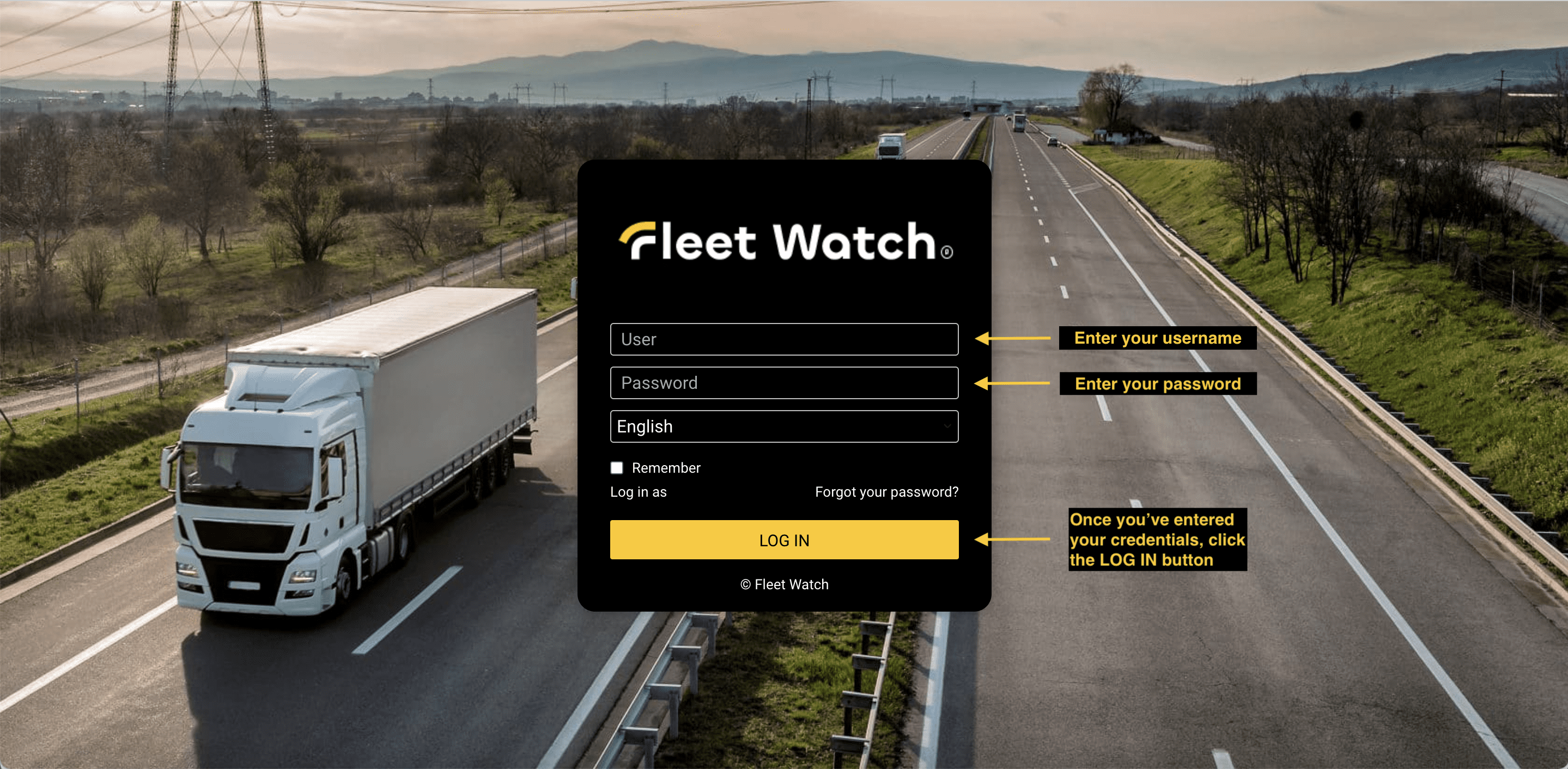 Fleet Watch Login Example Image