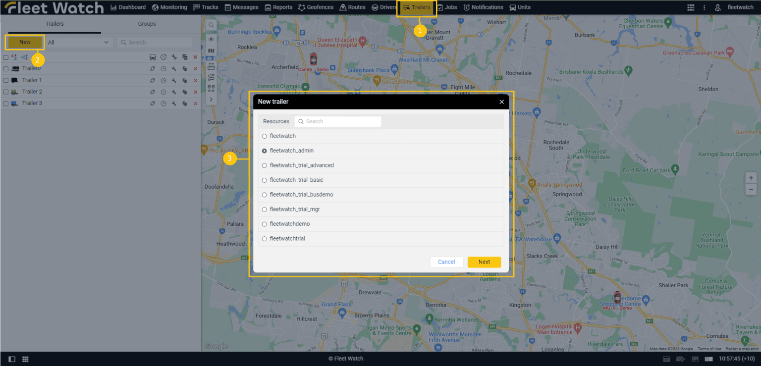 Fleet Watch Module Create Trailers | Fleet Watch
